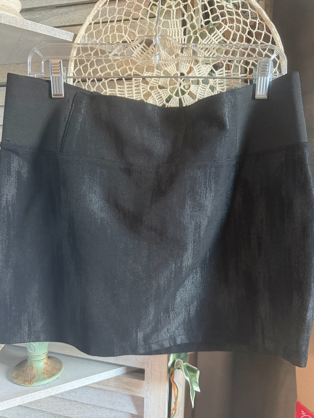 Charlotte Russe Black Shimmer Mini Skirt